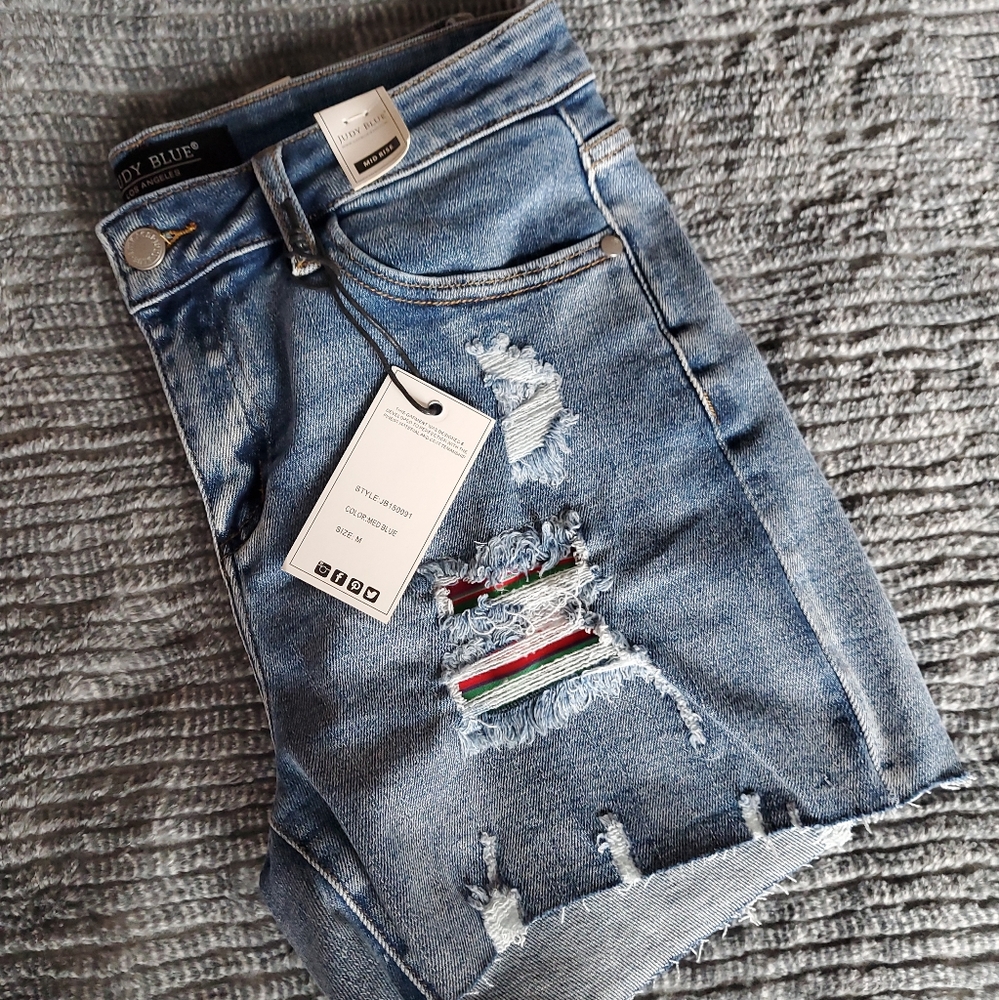 Judy Blue Stripe Patch Shorts